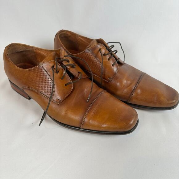 Florsheim Mens Leather Jackson Cap Toe Oxfords Size 9D Cognac Modern Corpcore - Picture 2 of 15